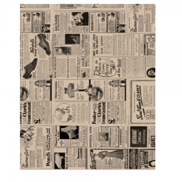 Einschlagpapier Zeitungsdruck 28 x 34 cm braun