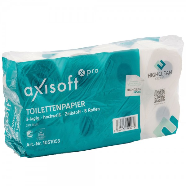 axisoft Toilettenpapier 3 lagig hochweiß Zellstoff